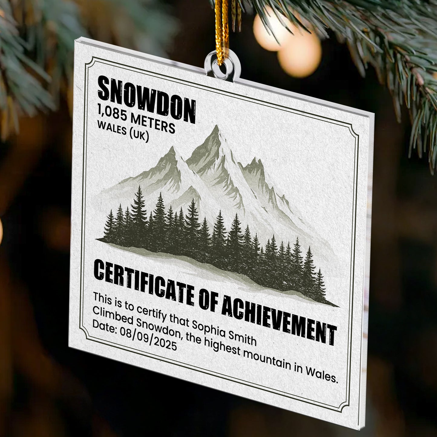 Certificate Of Achievement Hiking - Personalized Acrylic Ornament