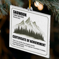 Certificate Of Achievement Hiking - Personalized Acrylic Ornament