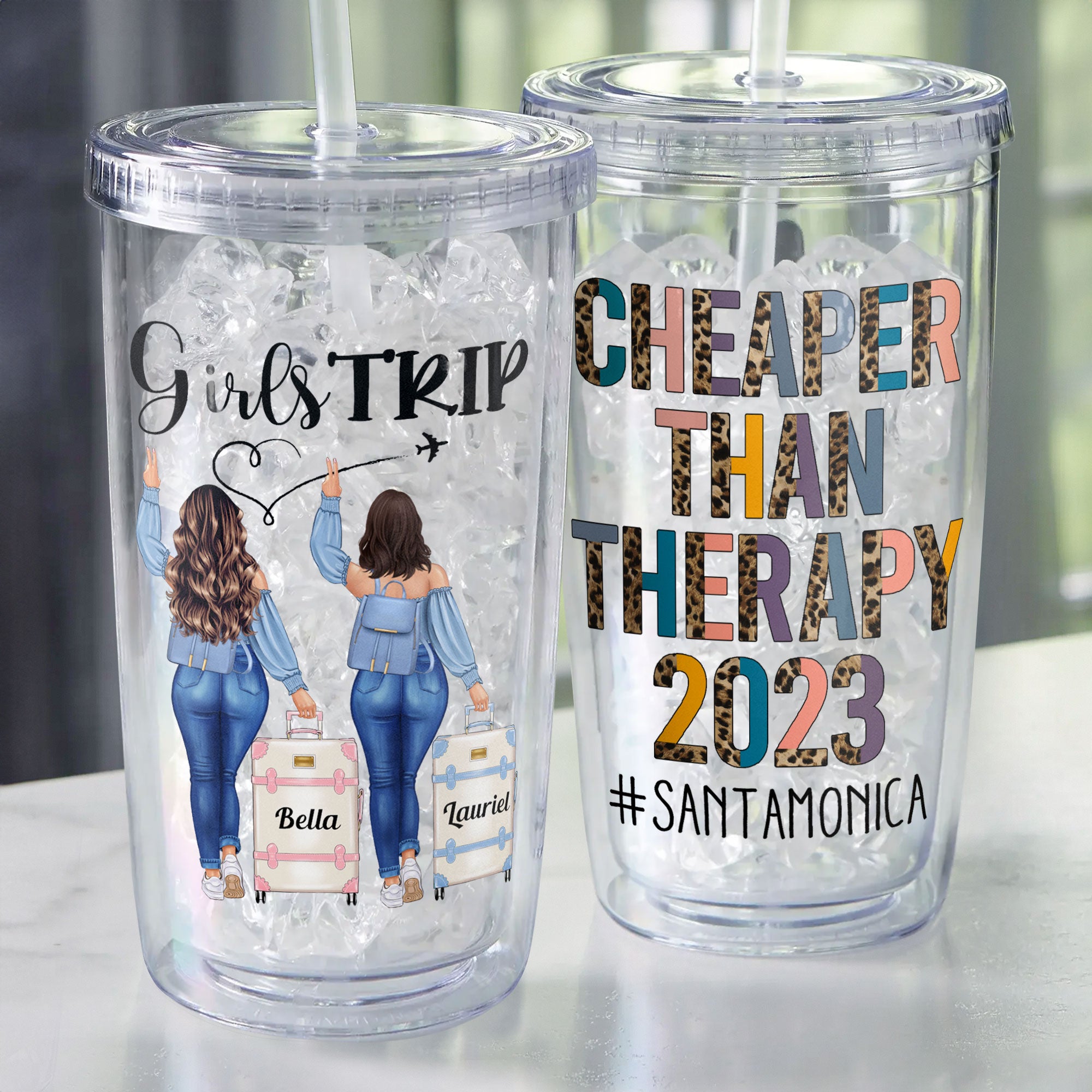 Cheaper Than Therapy - Personalized Acrylic Tumbler With Straw