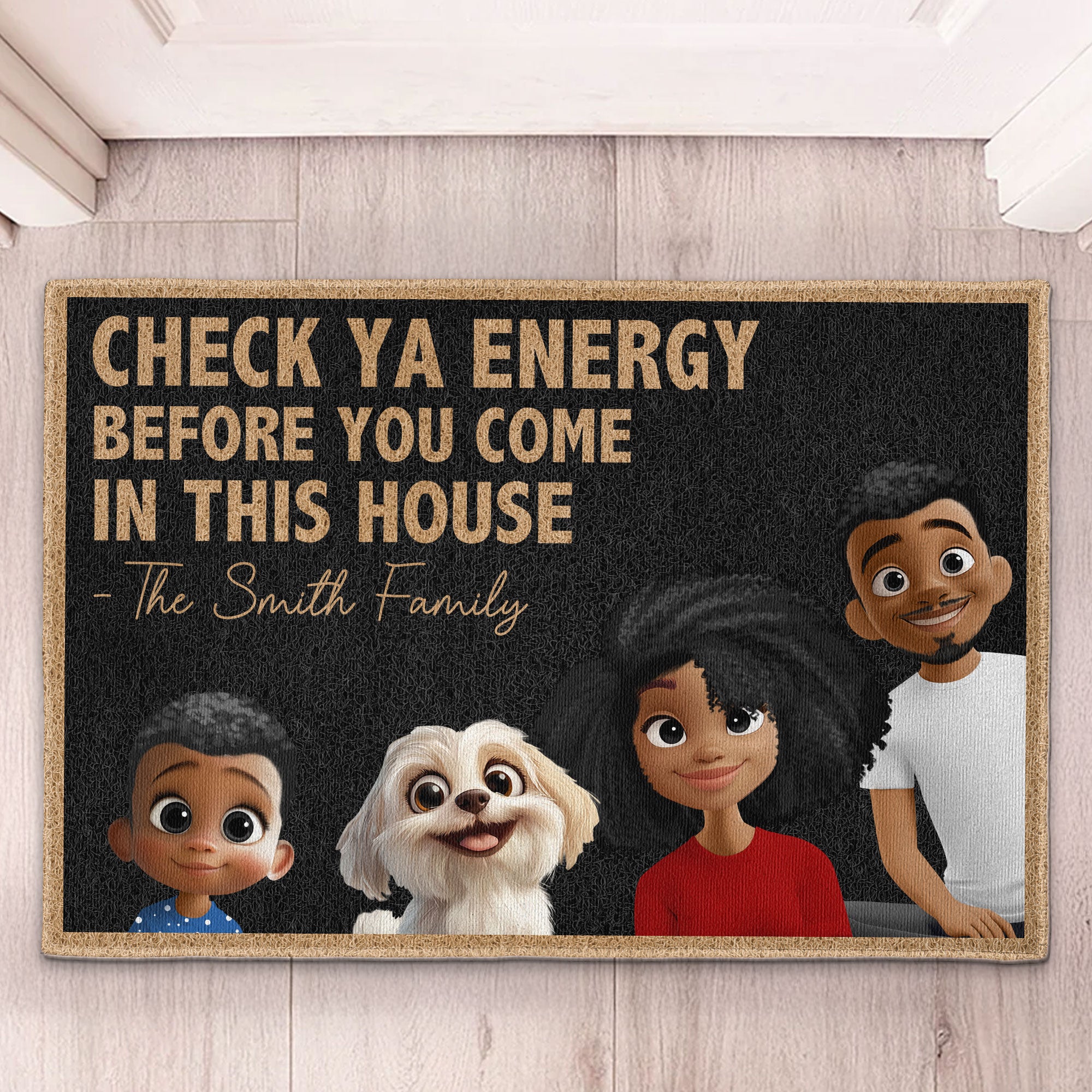Check Ya Energy - 3D Family Version - Personalized Doormat