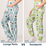 Checkerboard Pattern Custom Pet Portrait Watercolor Art - Personalized Lounge Pants