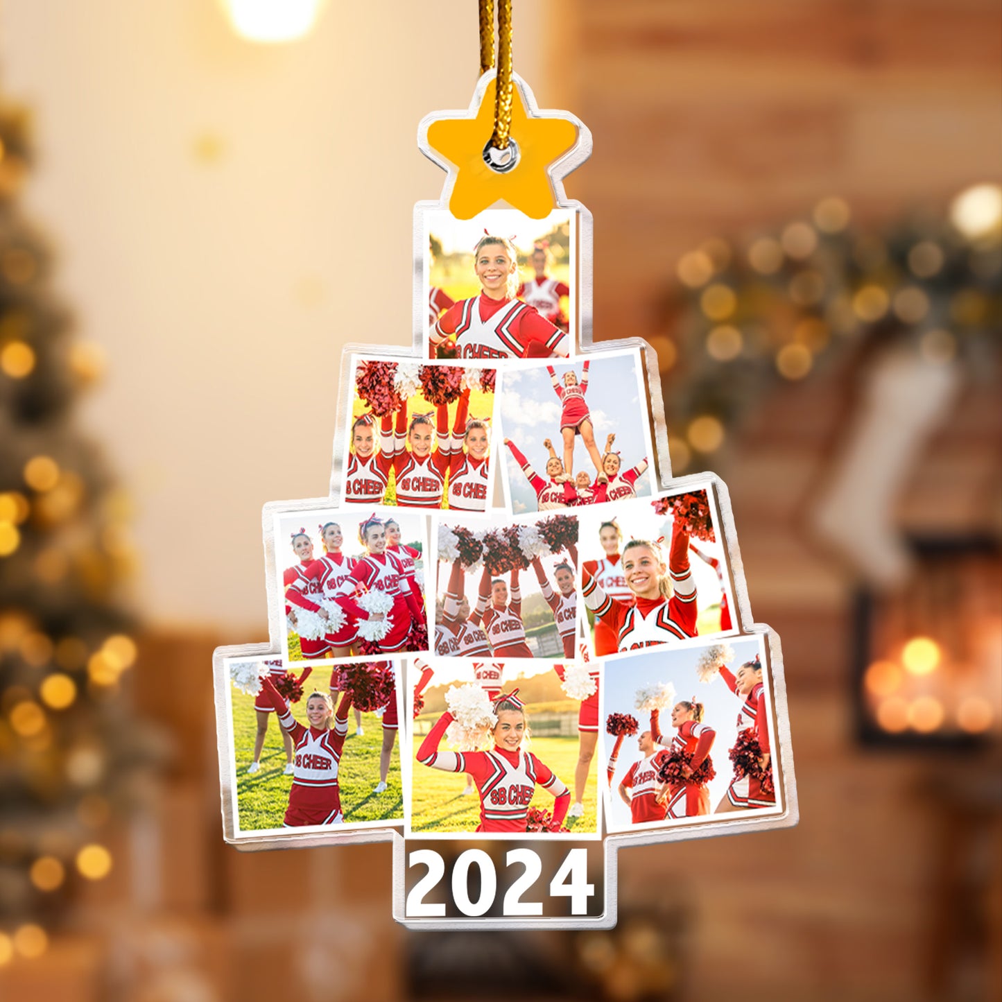 Cheerleader Christmas Tree - Personalized Acrylic Photo Ornament