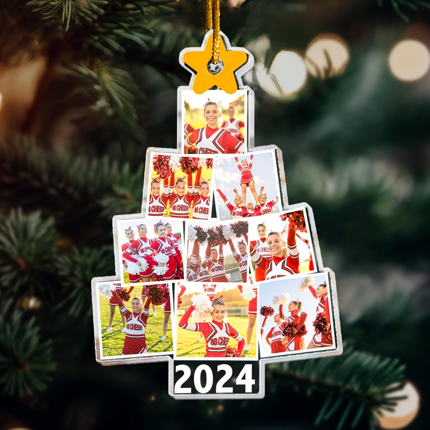 Cheerleader Christmas Tree - Personalized Acrylic Photo Ornament