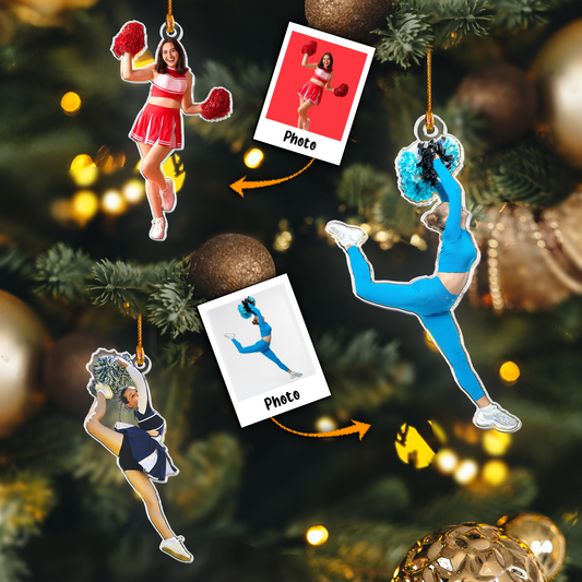 Cheerleader Ornament Cheerleading Christmas Decor - Personalized Acrylic Photo Ornament