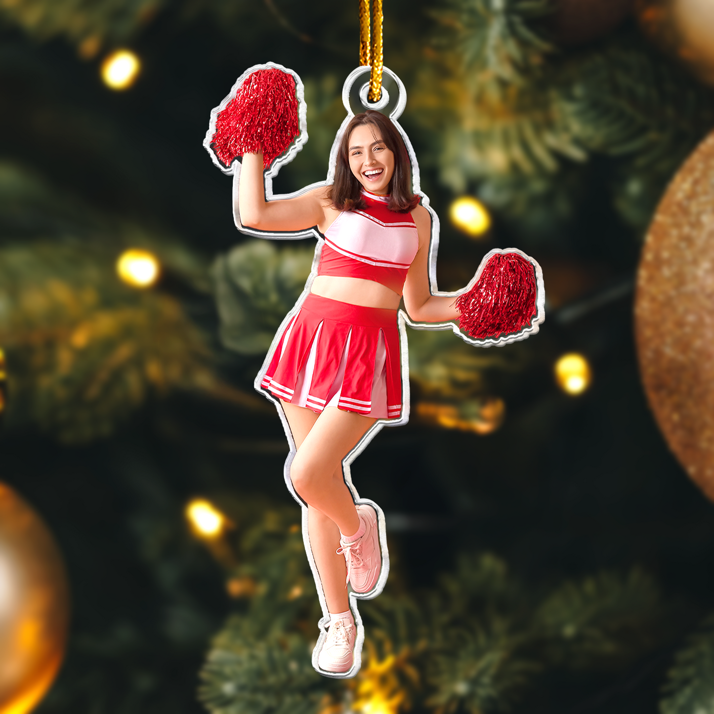 Cheerleader Ornament Cheerleading Christmas Decor - Personalized Acrylic Photo Ornament