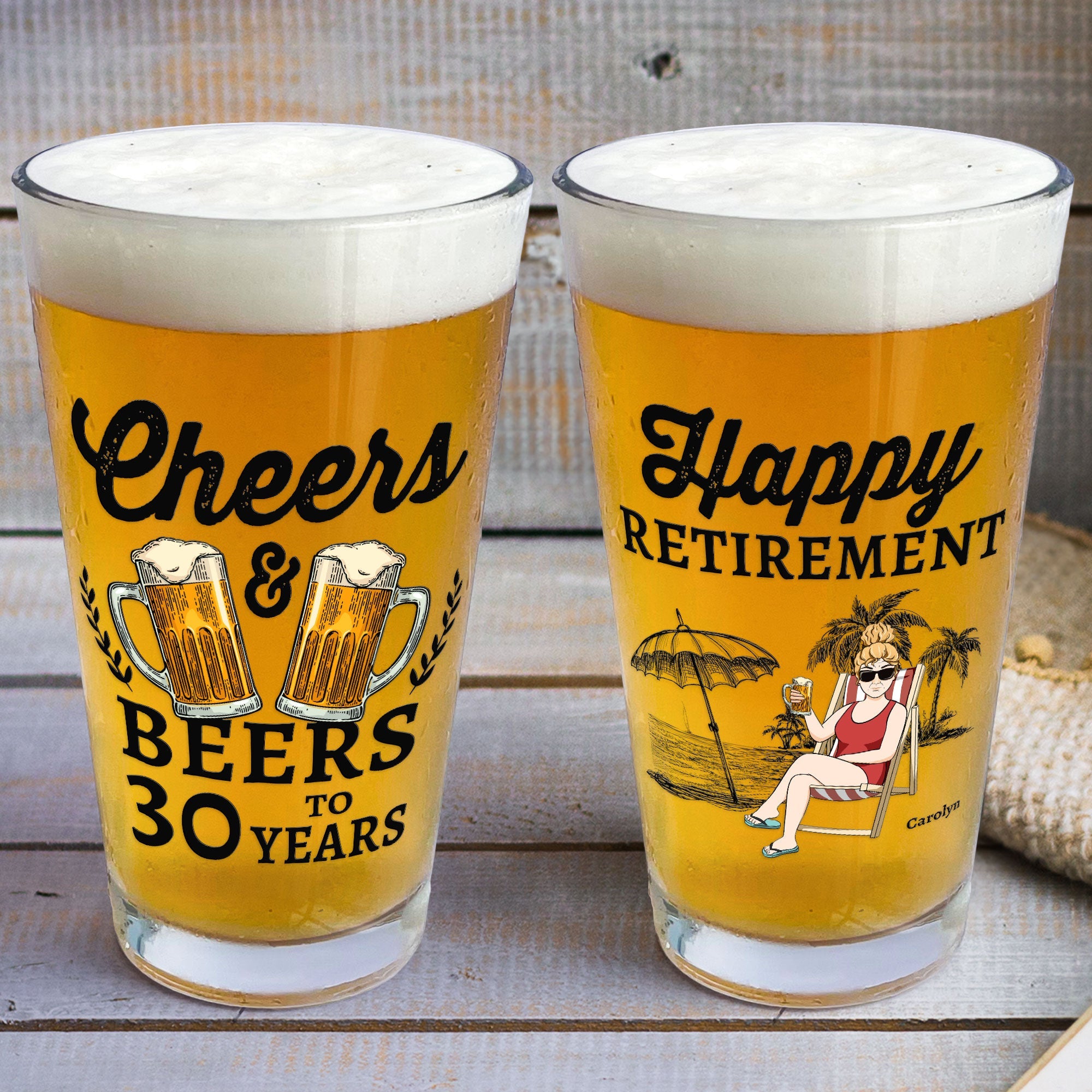 Cheers And Beers To 30 Years - Personalized Beer Glass