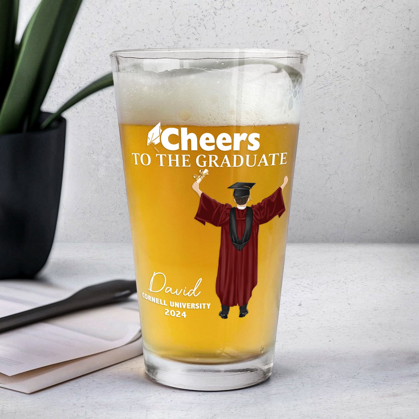 Cheers To The Graduate - Personalized Beer Glass