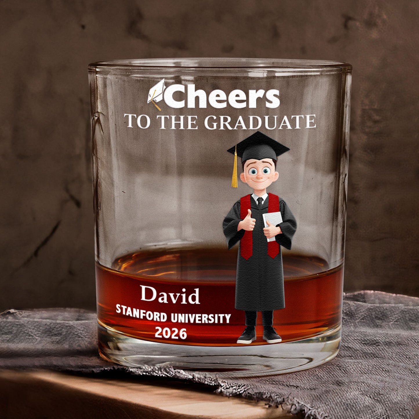 Cheers To The Graduate - Personalized  Whiskey Glass