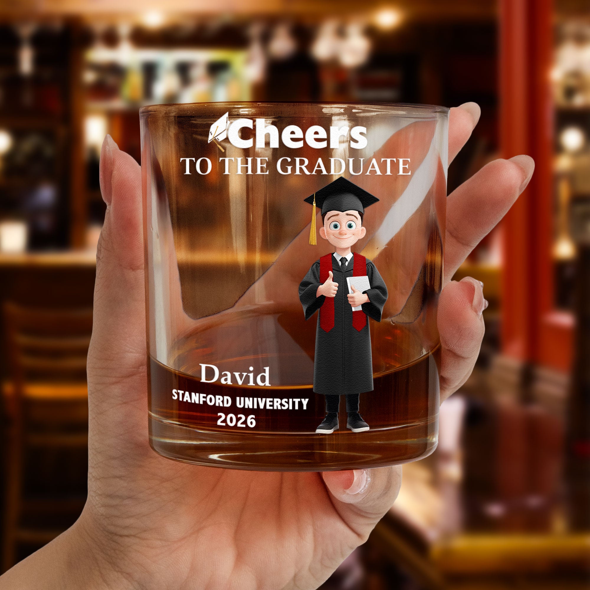 Cheers To The Graduate - Personalized  Whiskey Glass
