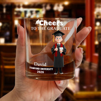 Cheers To The Graduate - Personalized  Whiskey Glass