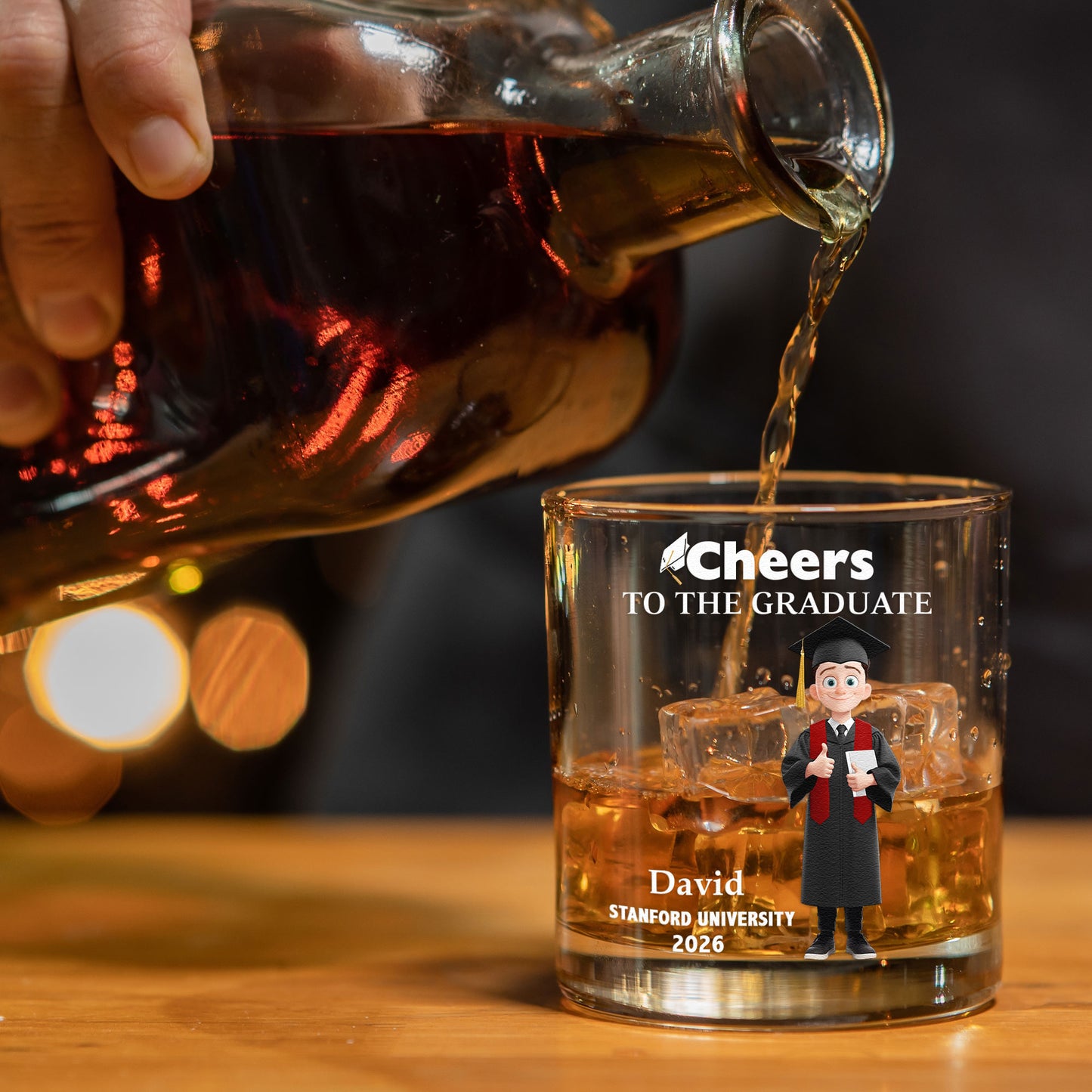 Cheers To The Graduate - Personalized  Whiskey Glass