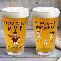 Cheers To The Most Valuable Papa - Personalized Photo Beer Glass