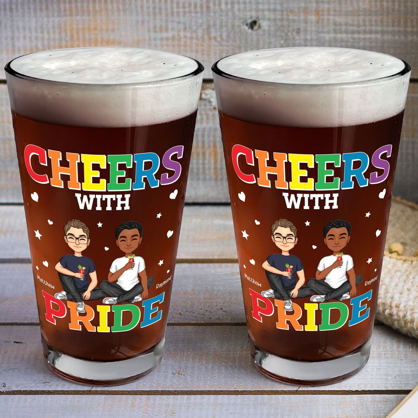 Cheers With Pride Love Is Love - Personalized Beer Glass