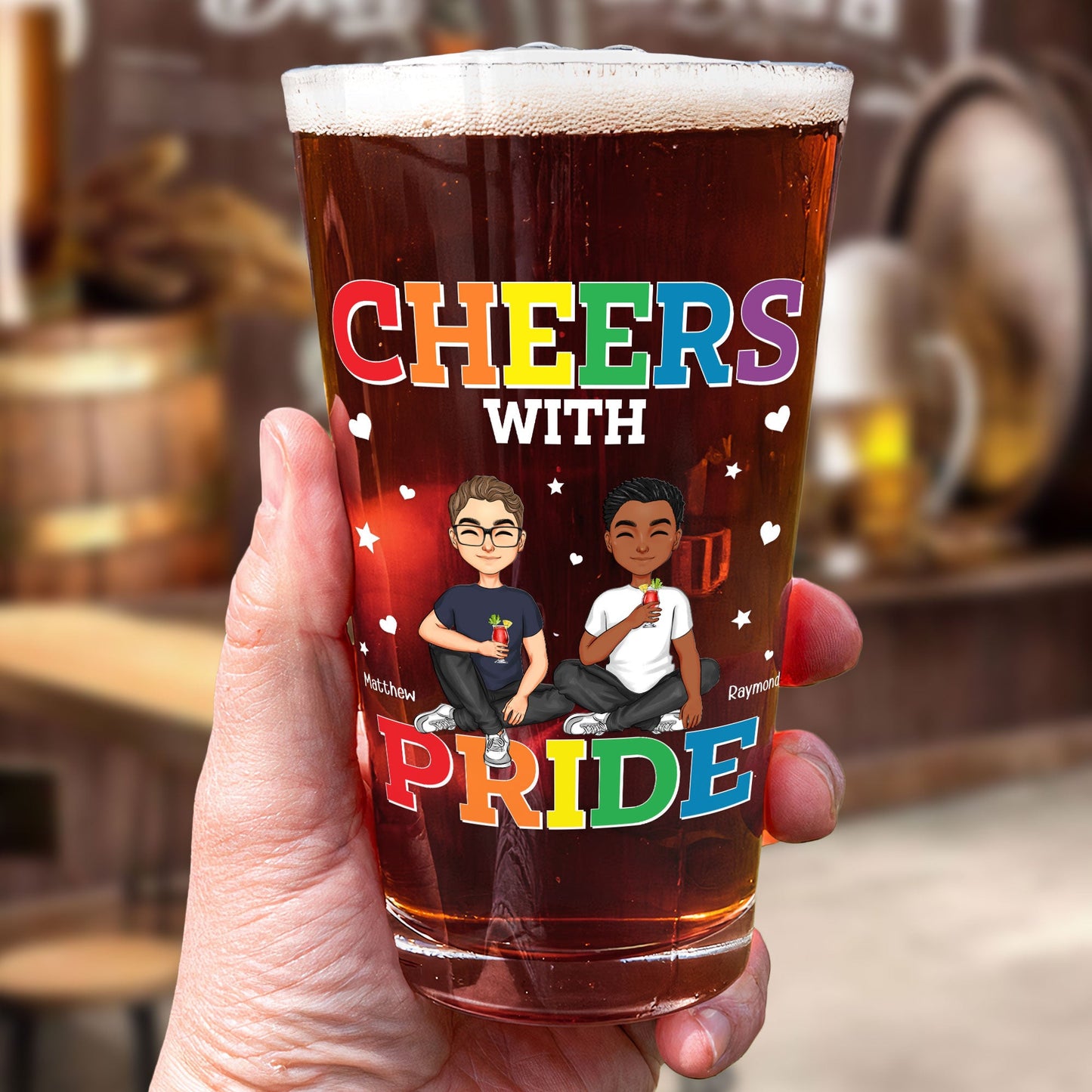 Cheers With Pride Love Is Love - Personalized Beer Glass