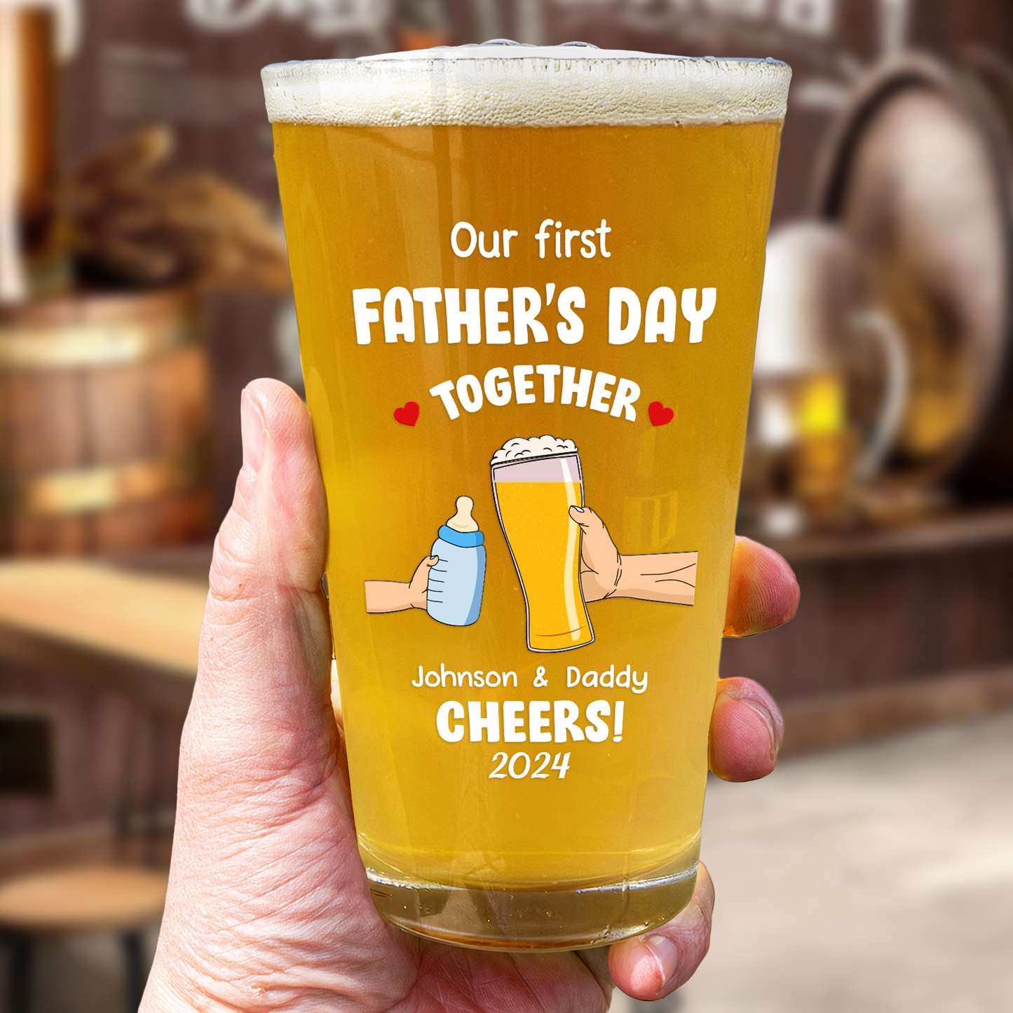 Cheers! Our First Father's Day - Personalized Beer Glass