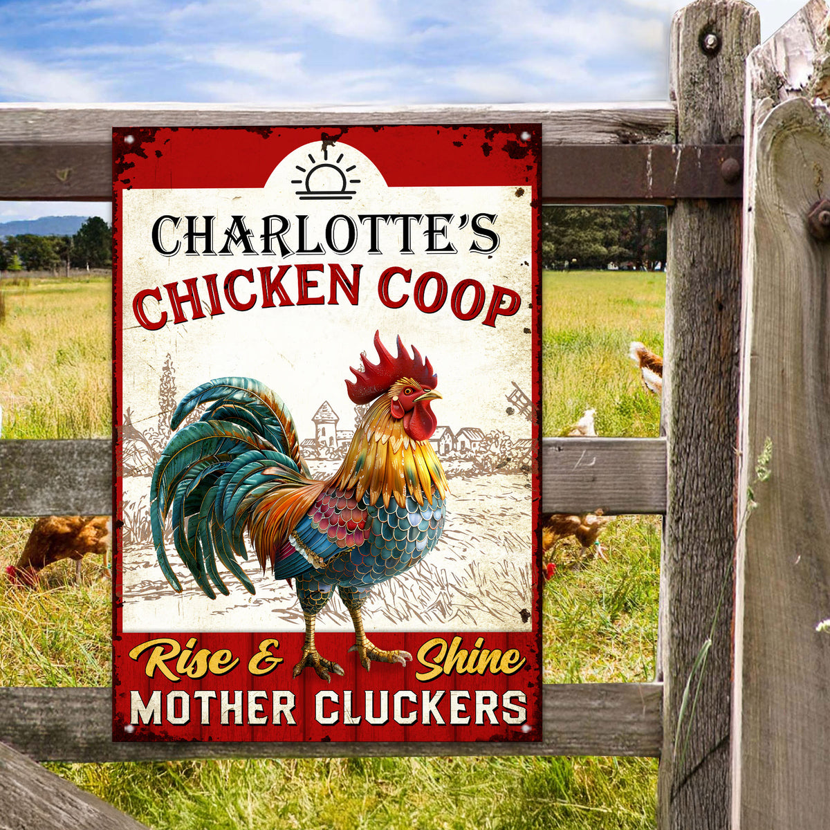 Chicken Compass Sign Chicken Coop Rise & Shine 3D Print - Personalized Metal Sign – Macorner