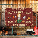 Chicken-Funny-Sign-Fluffy-Butt-Hut-Cute-Chicks-Live-Here--Personalized-Metal-Sign-2