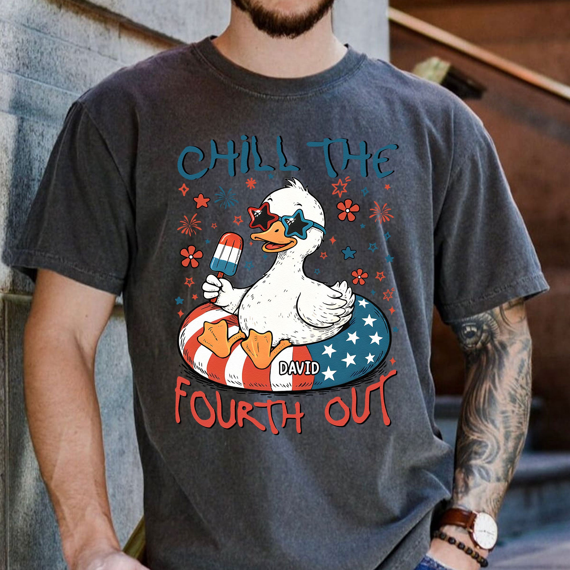 Chill The Fourth Out Funny Patriotic Goose Frog - Personalized Comfort Tee