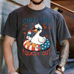 Chill The Fourth Out Funny Patriotic Goose Frog - Personalized Comfort Tee
