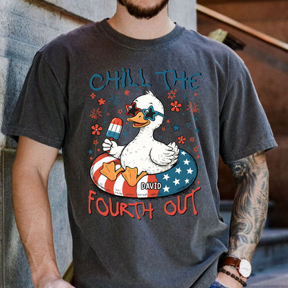 Chill The Fourth Out Funny Patriotic Goose Frog - Personalized Comfort Tee