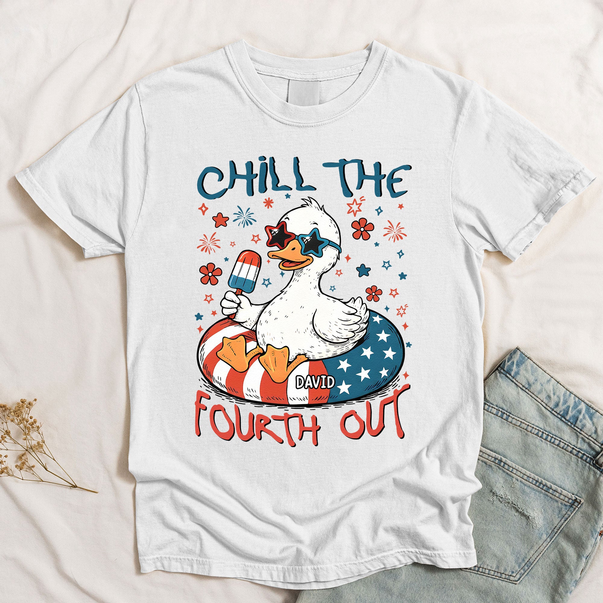 Chill The Fourth Out Funny Patriotic Goose Frog - Personalized Comfort Tee