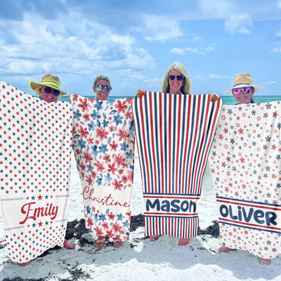 Chill The Fourth Out Red White & 250 - Personalized Beach Towel