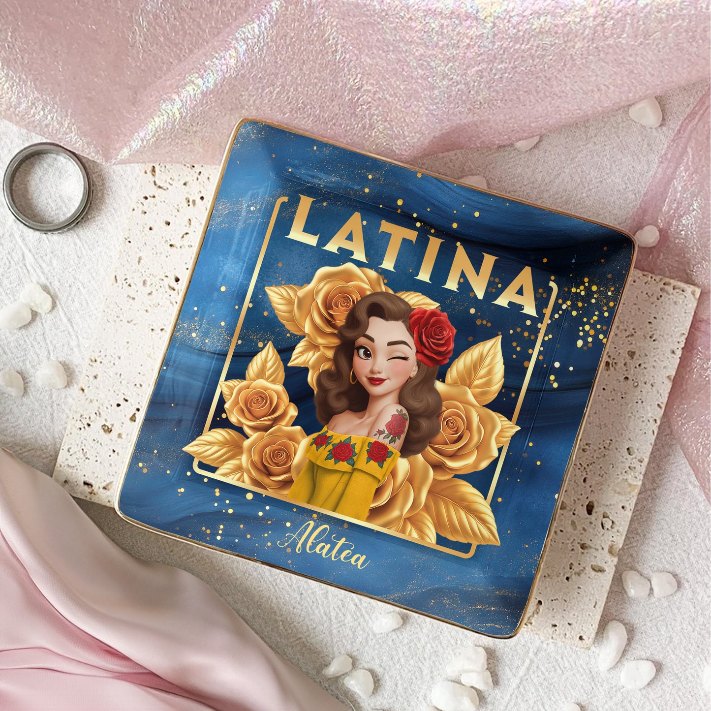 Chingona Boricua Poderosa Hispanic Woman Latina Latinos - Personalized Jewelry Dish