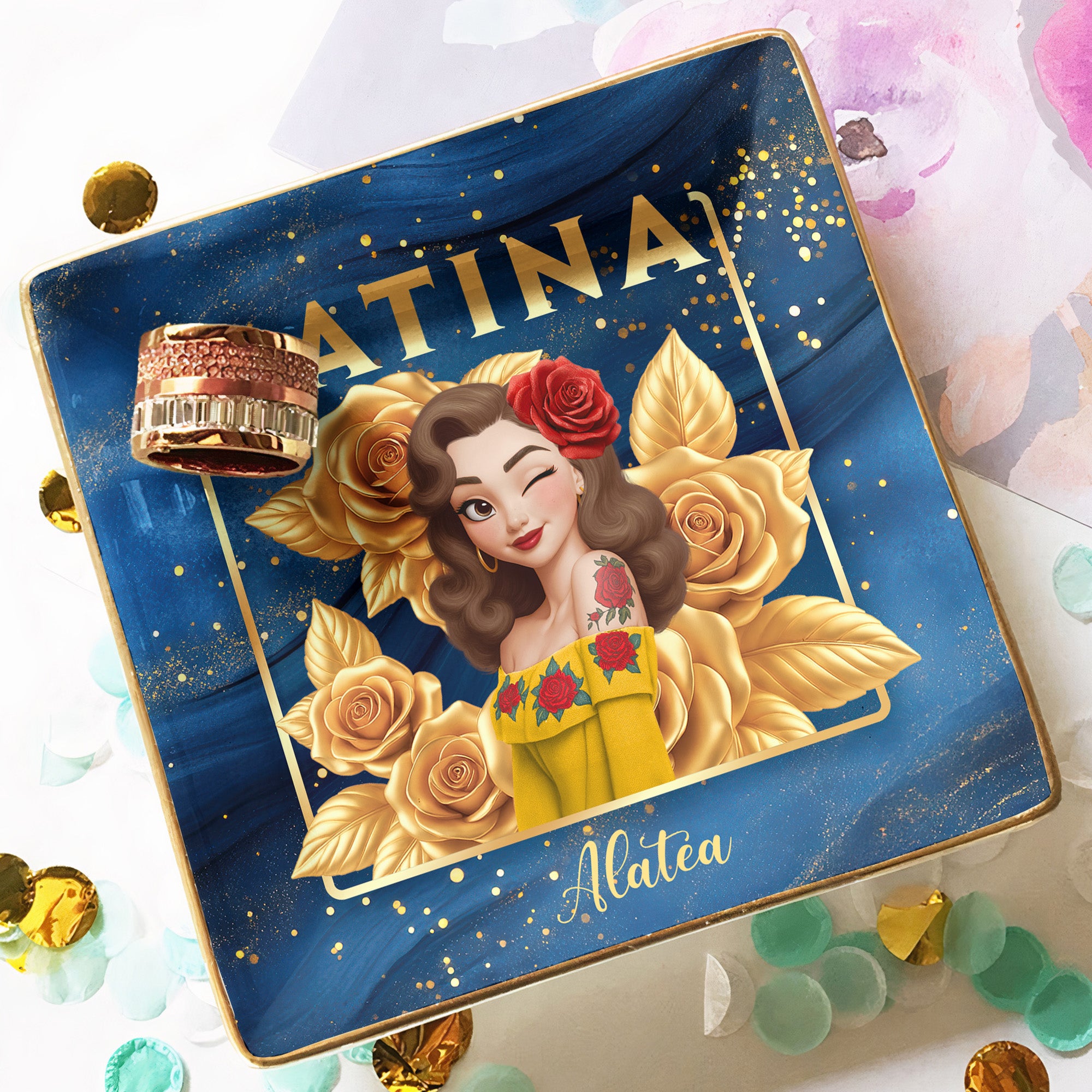 Chingona Boricua Poderosa Hispanic Woman Latina Latinos - Personalized Jewelry Dish