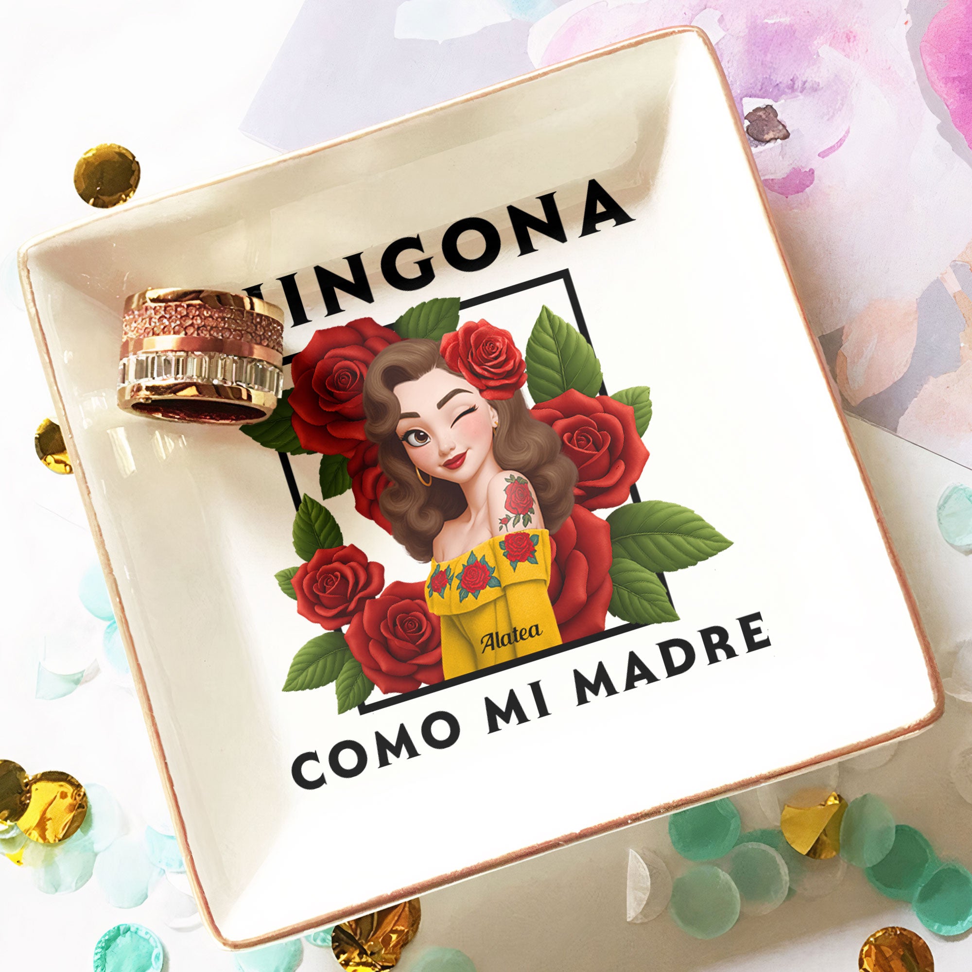 Chingona Como Mi Madre Hispanic Woman Latina Latinos - Personalized Jewelry Dish