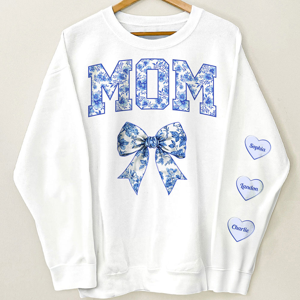 Chinoiserie Mom Mama Nana Mimi With Kid Names On Sleeve Ver 1 - Personalized Sweatshirt