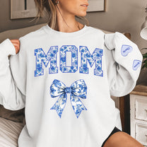 Chinoiserie Mom Mama Nana Mimi With Kid Names On Sleeve Ver 2 - Personalized Sweatshirt