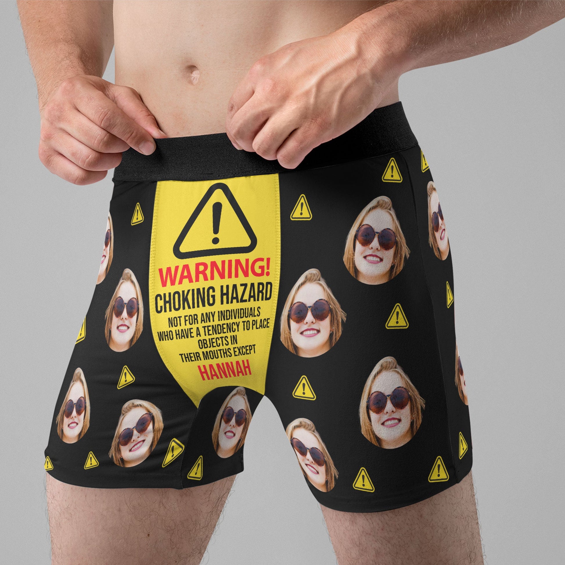 (Photo Inserted) Choking Hazard - Personalized Men's Boxer Briefs - Valentine's Day, Funny, Birthday Gift For Boyfriend, Husband, Life Partners