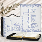 Christ Cross Affirmation Religious Gift For Women Toile De Jouy - Personalized Bible Cover