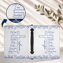 Christ Cross Affirmation Religious Gift For Women Toile De Jouy - Personalized Bible Cover