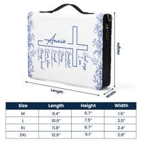 Christ Cross Affirmation Religious Gift For Women Toile De Jouy - Personalized Bible Cover