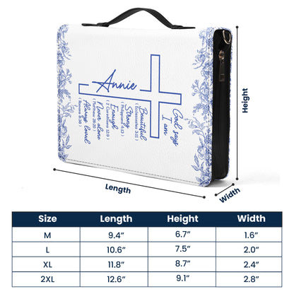 Christ Cross Affirmation Religious Gift For Women Toile De Jouy - Personalized Bible Cover