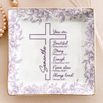 Christ Cross Affirmation Religious Gift For Women Toile De Jouy - Personalized Jewelry Dish