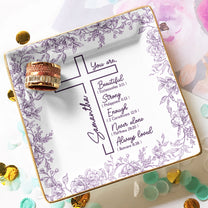 Christ Cross Affirmation Religious Gift For Women Toile De Jouy - Personalized Jewelry Dish