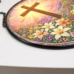 Christ Cross And Wildflowers - Personalized Stained Glass Window Hanging Suncatcher