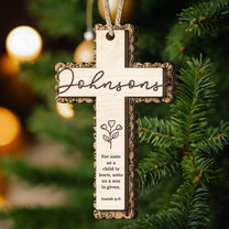 Christ Cross Nativity Scripture Christmas - Personalized Wooden Ornament