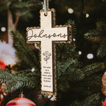 Christ Cross Nativity Scripture Christmas - Personalized Wooden Ornament