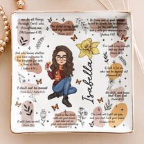 Christian Affirmation Bible Verses With Birth Flower - Personalized Jewelry Dish