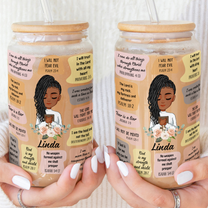 Christian Affirmations For Women Daughter - Personalized Photo Clear Glass Cup