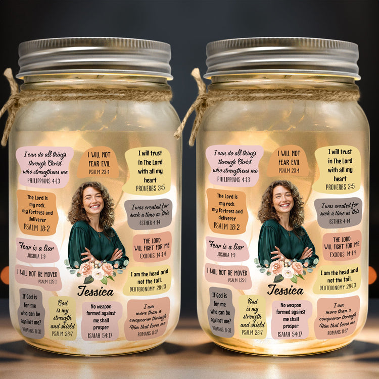 Christian Bible Verse Affirmations Motivation - Personalized Mason Jar Light