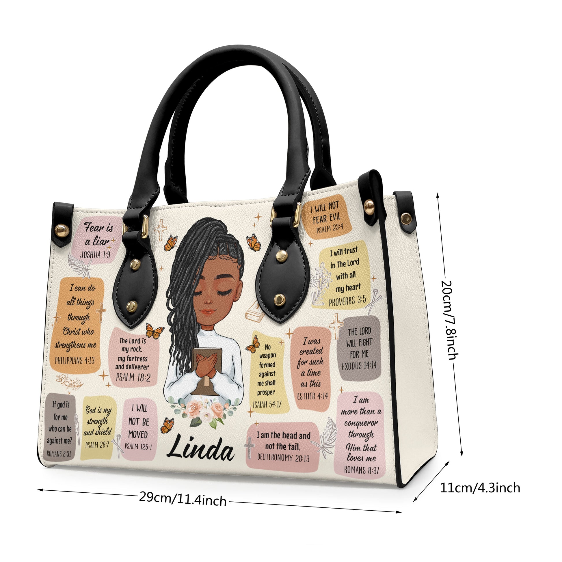 Christian Bible Verse Affirmations - Personalized Leather Bag