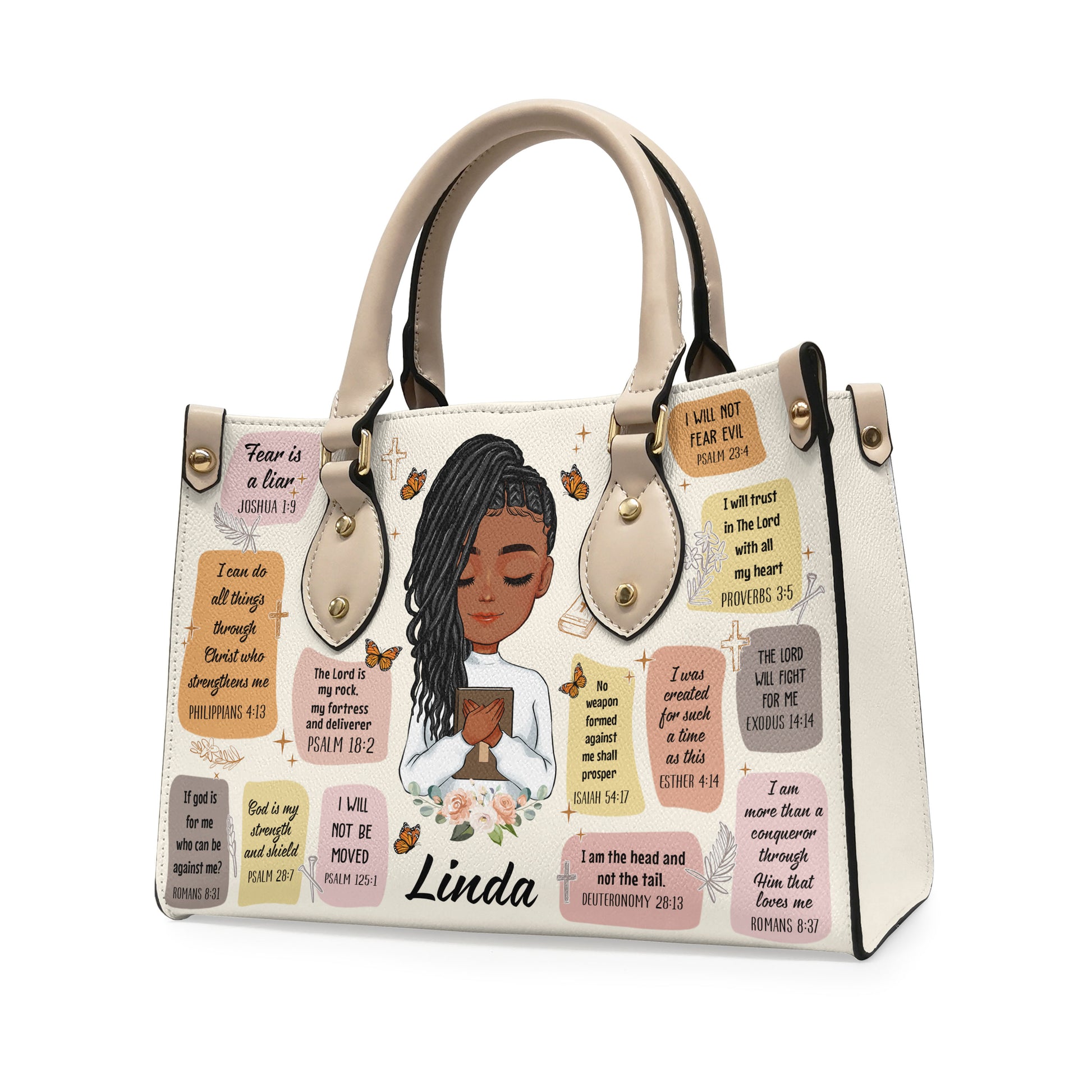 Christian Bible Verse Affirmations - Personalized Leather Bag