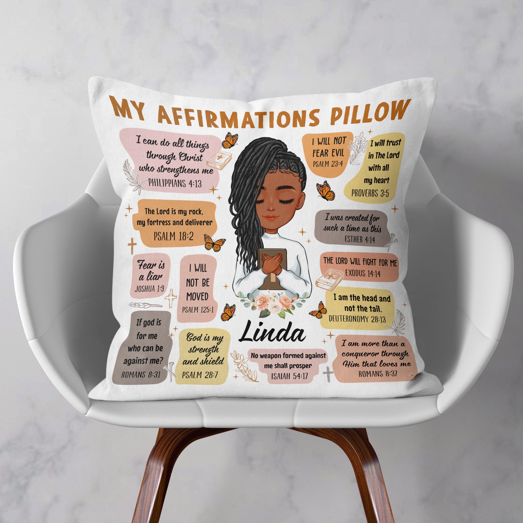 Christian Bible Verse Affirmations - Personalized Pillow (Insert Included)