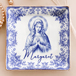 Christian Faith Symbols Toile De Jouy - Personalized Jewelry Dish