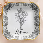 Christian Faith Symbols Toile De Jouy - Personalized Jewelry Dish
