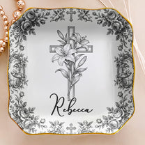 Christian Faith Symbols Toile De Jouy - Personalized Jewelry Dish